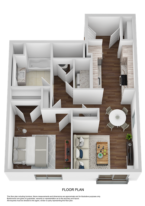 1 bedroom floorplan 3D